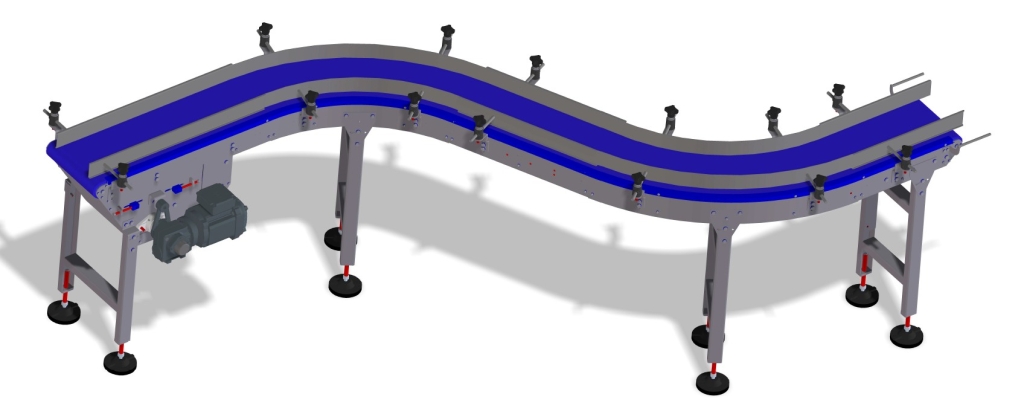 Conception et fourniture de deux convoyeurs à bande modulaire spécifiques